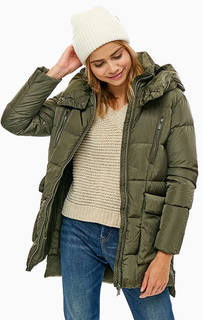 Пуховик цвета хаки с удлиненной спинкой Geox