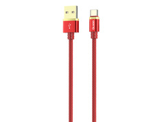 Аксессуар Olmio Deluxe USB 2.0 - USB Type-C 1m 2.1A Red ПР038856