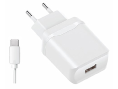 Зарядное устройство Olmio USB 2.4A Smart IC + кабель Type-C White ПР038738