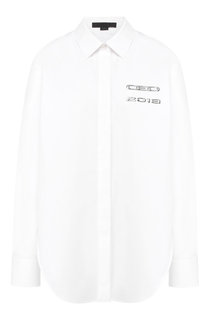 Хлопковая блуза с логотипом бренда Alexander Wang