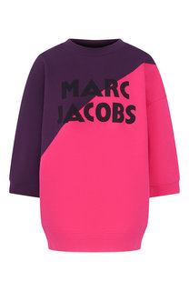 Хлопковый пуловер с укороченным рукавом и логотипом бренда Marc Jacobs