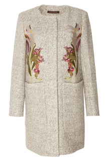 Серое пальто с вышивкой Adolfo Dominguez