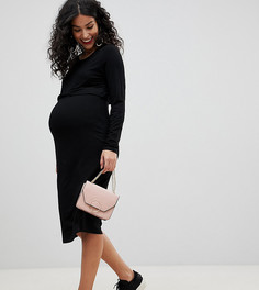 Платье миди для кормления с длинными рукавами Bandia Maternity - Черный