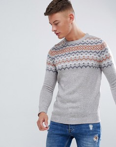 Серый джемпер с узором Фэйр-Айл Pull&Bear - Серый Pull&;Bear