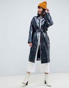 Блестящий макинтош в шотландскую клетку ASOS DESIGN - Мульти