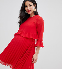 Двухслойное плиссированное платье мини ASOS DESIGN Maternity - Красный