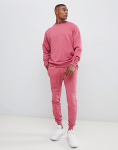 Спортивный костюм из oversize-свитшота и джоггеров скинни ASOS DESIGN - Розовый