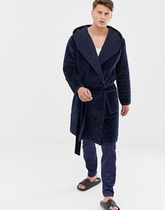Стеганый бархатный халат ASOS DESIGN - Темно-синий
