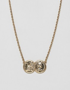 Золотистое ожерелье в винтажном стиле с двумя монетками ASOS DESIGN - Золотой