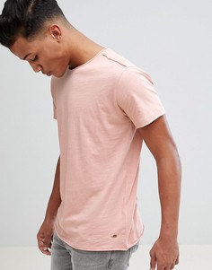 Меланжевая футболка с необработанным краем Solid - Розовый !Solid