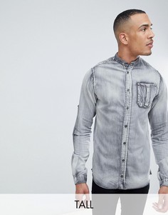 Рубашка с воротником на пуговицах Replika Tall - Синий