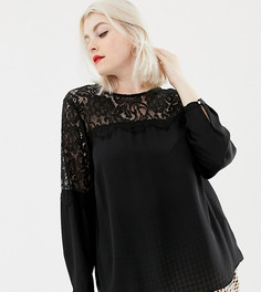 Черная блузка с кружевом New Look Curve - Черный