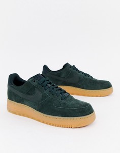 Зеленые замшевые кроссовки Nike Air Force 1 07 AA1117-300 - Зеленый