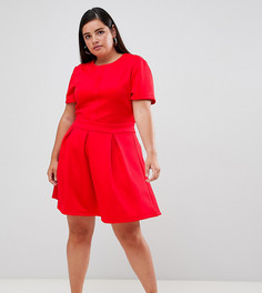 Короткое приталенное платье с короткими рукавами Unique 21 Hero - Красный