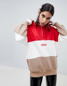 Oversize-худи в стиле колор блок с логотипом Na-kd - Мульти