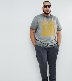 Меланжевая футболка с выцветшим эффектом и надписью Replika Plus - Серый