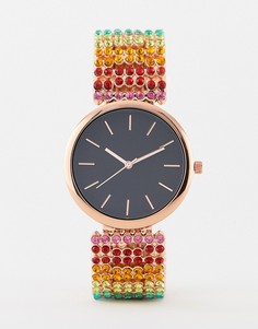 Премиум-часы с разноцветными кристаллами на браслете ASOS DESIGN - Мульти