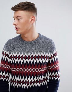 Темно-синий джемпер в стиле колор блок Pull&Bear - Темно-синий Pull&;Bear