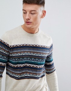 Светло-бежевый джемпер с узором Фэйр-Айл Pull&Bear - Серый Pull&;Bear