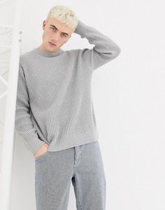 Серый вязаный джемпер с вафельным рисунком Weekday Smyth - Белый