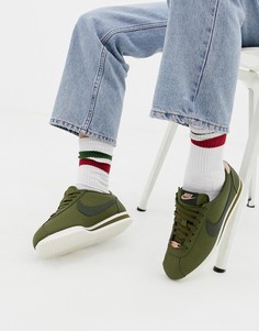 Кроссовки цвета хаки с золотистой отделкой Nike Cortez - Зеленый