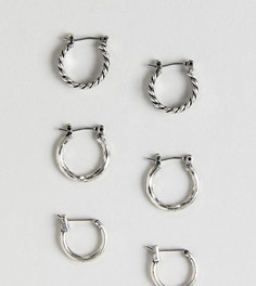 Серебристые серьги-кольца в комплекте ASOS DESIGN - Серебряный