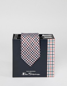 Шелковый галстук с принтом и запонки Ben Sherman - Красный