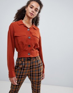 Укороченная рубашка в стиле милитари Bershka - Красный