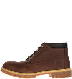 Коричневые кожаные ботинки на шнуровке Timberland