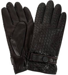 Коричневые кожаные перчатки с шерстяной подкладкой Karl Lagerfeld