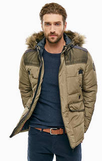Зимняя куртка цвета хаки с карманами S.Oliver