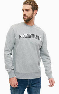 Серый хлопковый свитшот с логотипом бренда Penfield