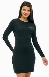 Короткое платье из вискозы черного цвета Lacoste