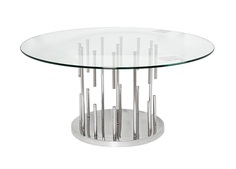 Круглый журнальный стол (garda decor) серебристый 100x43x100 см.