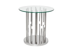 Круглый журнальный стол (garda decor) серебристый 55x55x55 см.