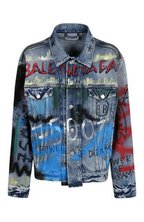 Джинсовая куртка с декоративными надписями Balenciaga