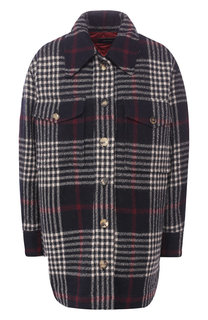 Шерстяное пальто в клетку с отложным воротником Isabel Marant