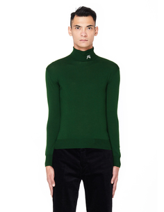 Зеленая шерстяная водолазка Raf Simons