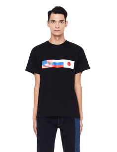 Черная футболка с флагами Gosha Rubchinskiy