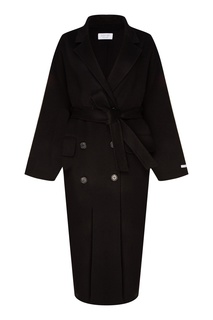 Черное шерстяное пальто с поясом D.O.T.127