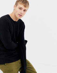 Черный трикотажный джемпер из ткани пике с круглым вырезом J.Crew Mercantile - Черный
