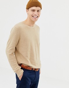 Бежевый меланжевый джемпер из пике с круглым вырезом J.Crew Mercantile - Бежевый