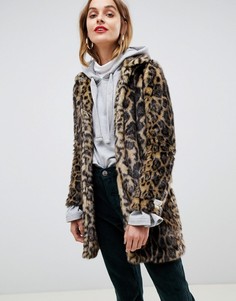 Пальто из искусственного меха с леопардовым принтом Gianni Feraud - Мульти