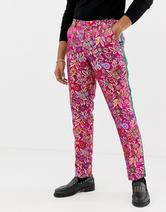 Розовые жаккардовые облегающие брюки для смокинга ASOS EDITION - Розовый
