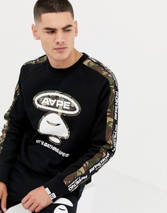 Черный свитшот с логотипом AAPE By A Bathing Ape - Черный