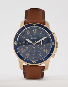 Часы с кожаным ремешком Fossil FS5268 Grant Sport - Рыжий