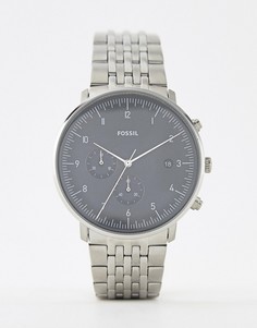 Серебристые наручные часы Fossil FS5489 Chase - 42 мм - Серебряный