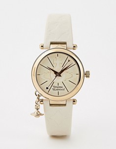 Часы с белым кожаным ремешком Vivienne Westwood Orb II - Белый
