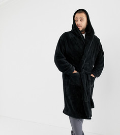 Черный пушистый халат с капюшоном ASOS DESIGN Plus - Мульти