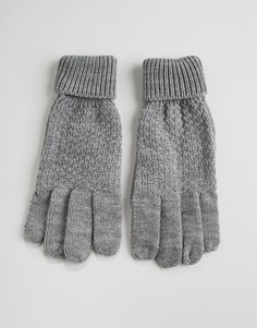 Серые вязаные перчатки с узором косичка Boardmans Finley - Серый